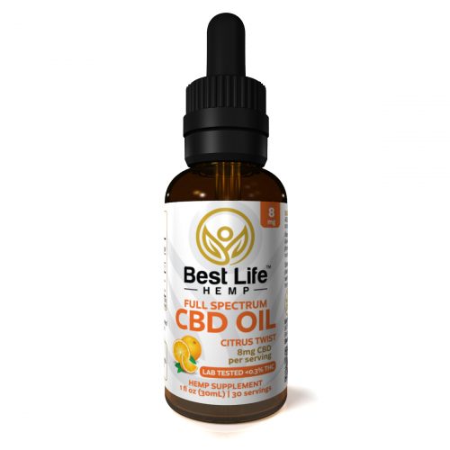 Best Life Hemp Full Spectrum CBD Tincture Citrus 8mg Lab Tested