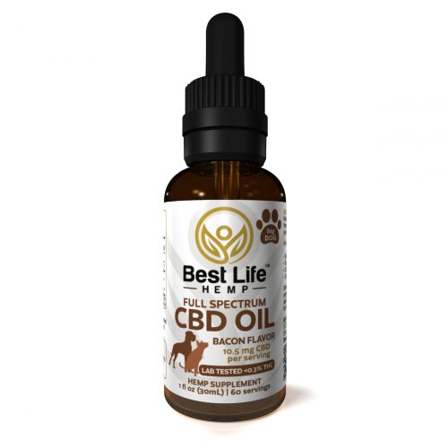 Best Life Hemp Full Spectrum CBD Tincture For Big Dogs Bacon 10mg Lab Tested