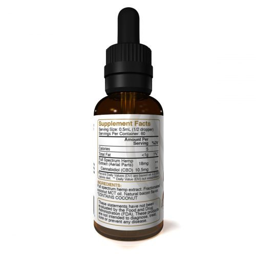 Best Life Hemp Full Spectrum CBD Tincture For Big Dogs Bacon 10mg Lab Tested Side 1