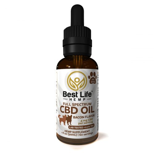 Best Life Hemp Full Spectrum CBD Tincture For Small Dogs Bacon 4mg Lab Tested