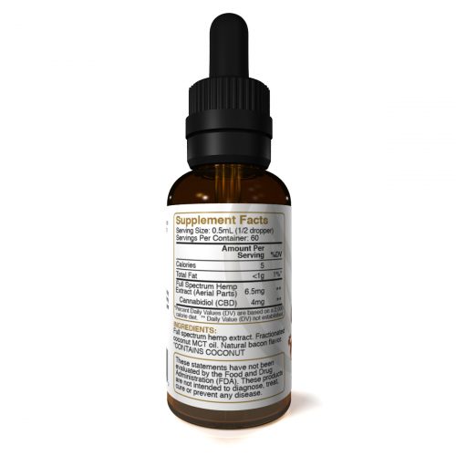 Best Life Hemp Full Spectrum CBD Tincture For Small Dogs Bacon 4mg Lab Tested Side 1