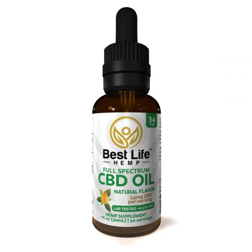 Best Life Hemp Full Spectrum CBD Tincture Natural 34mg Lab Tested