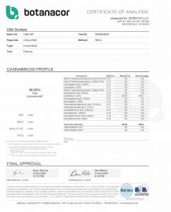 KND007 CBN Distillate COA Potency