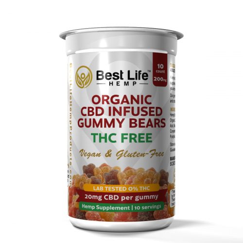 Buy CBD Oil Online Best Life Hemp Organic CBD Infused Gummy Bears THC FREE 10ct 200mg