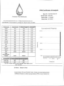 CBT POTENCY COA 0120 KE 0141 6T