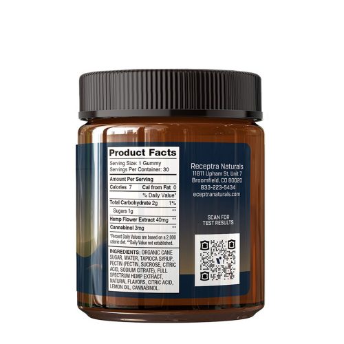Buy CBD Oil Online Receptra Naturals Serious Rest 25mg CBD Gummy Mountain Strawberry Side 2