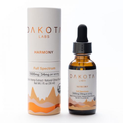 Buy CBD Oil Online Dakota Labs Harmony Full Spectrum Tincture Organic Hemp Extract Natural Citrus Flavor 1000mg