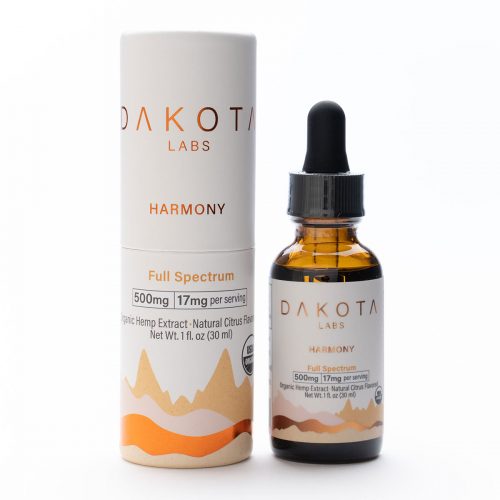 Buy CBD Oil Online Dakota Labs Harmony Full Spectrum Tincture Organic Hemp Extract Natural Citrus Flavor 500mg