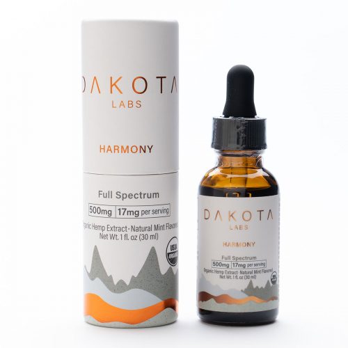 Buy CBD Oil Online Dakota Labs Harmony Full Spectrum Tincture Organic Hemp Extract Natural Mint Flavor 500mg