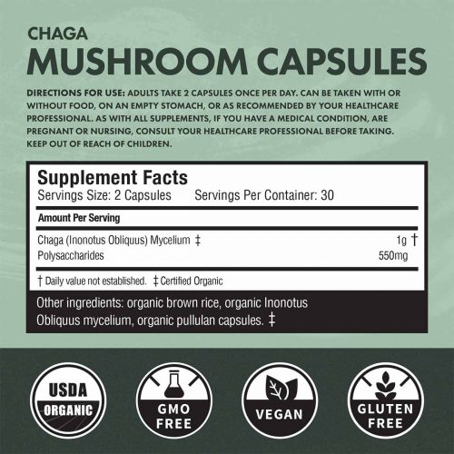 Buy CBD Oil Online Verdant Leaf Organic Mushroom Capsules Chaga Facts