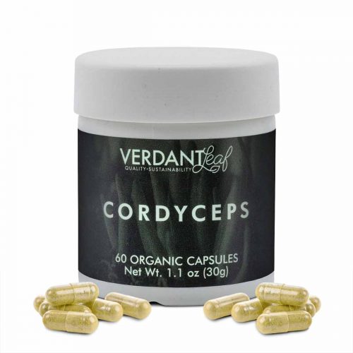 Buy CBD Oil Online Verdant Leaf Organic Mushroom Capsules Cordyceps Jar