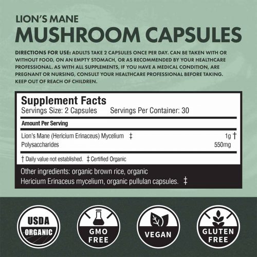 Buy CBD Oil Online Verdant Leaf Organic Mushroom Capsules Lions Mane Facts