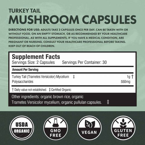 Buy CBD Oil Online Verdant Leaf Organic Mushroom Capsules Turkey Tail Facts